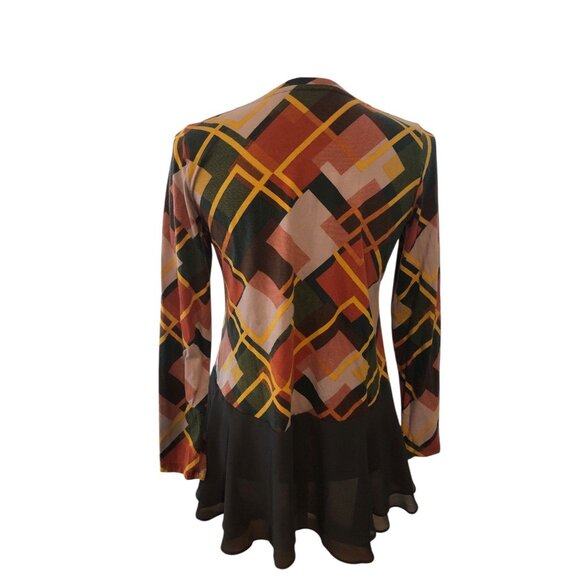 LOGO by Lori Goldstein Women's Long Sleeve Blouse Multicolor Fall Plaid Sz XS - Picture 14 of 16